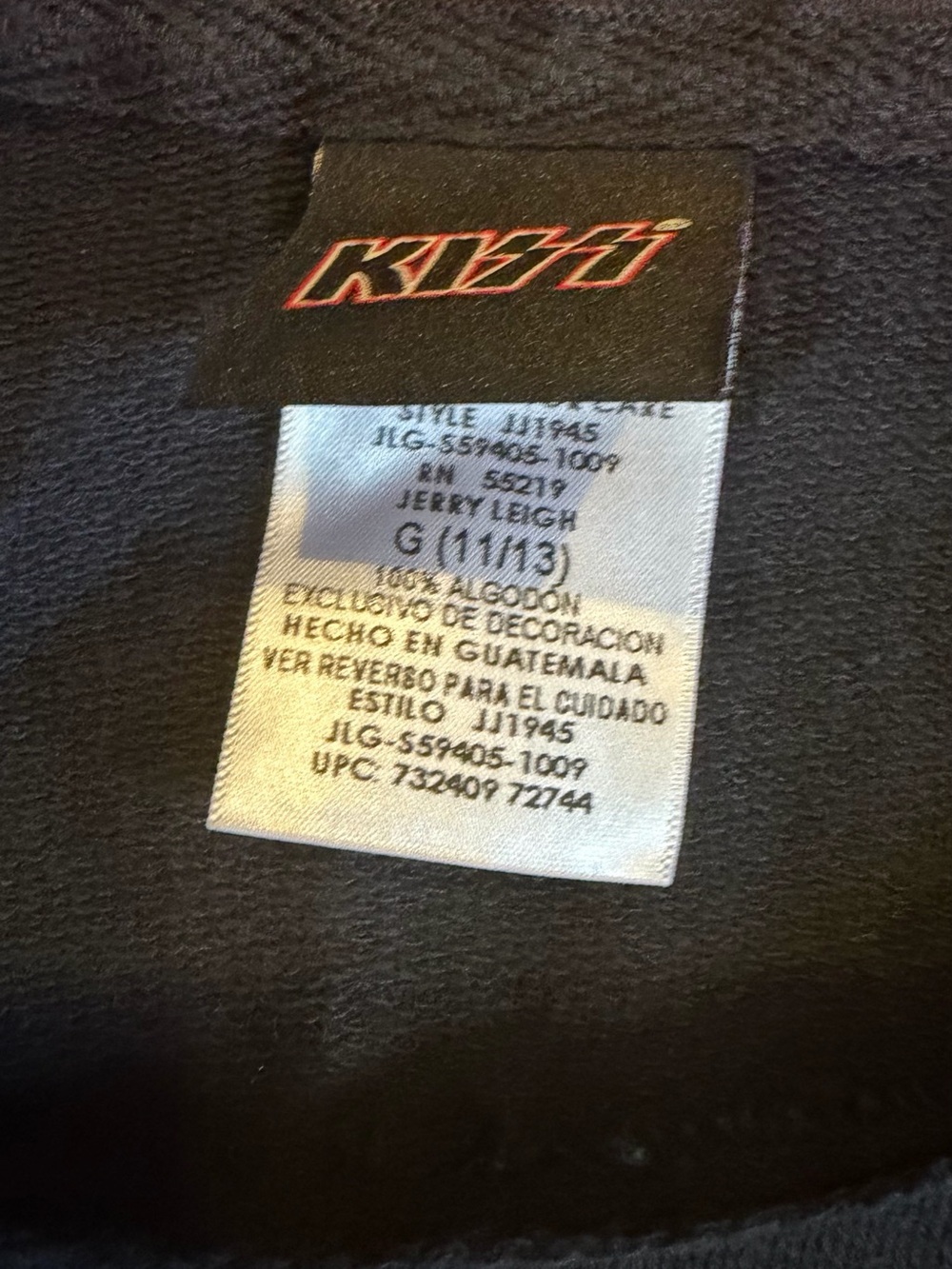 Kiss Black Hoodie Dress with Red Logo and Striped Hood Lining - Picture 3 of 3